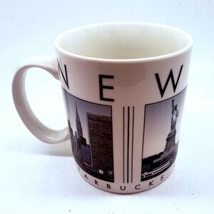 Starbucks White Ceramic New York Skyline Mug with Black Graphics